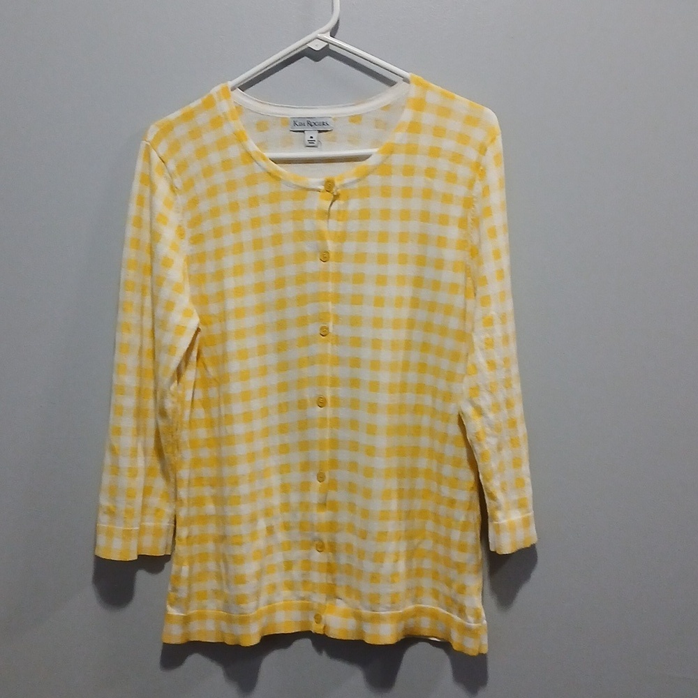 Gingham Cottagecore Prairie Butter Button Down Cardigan Cotton Womens Medium